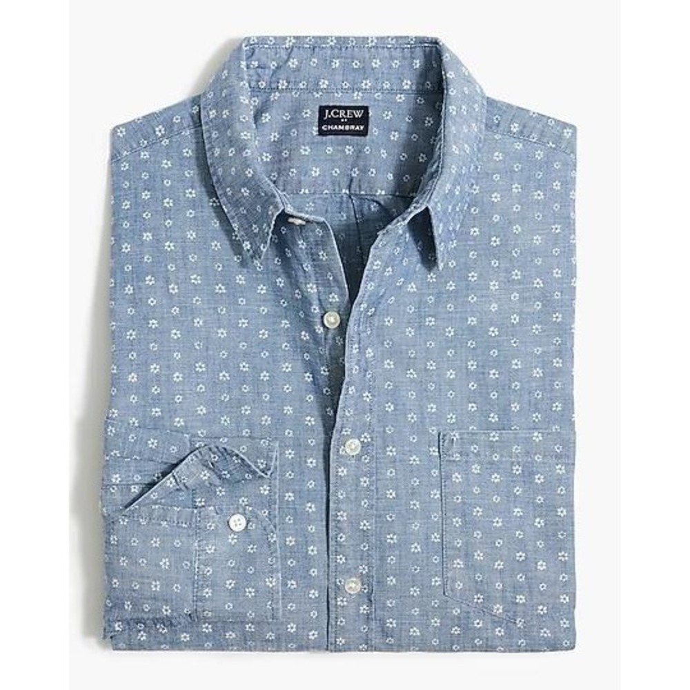 J. Crew Mens Slim Fit Button Down Long‎ Sleeve Shirt Blue Patterned XS